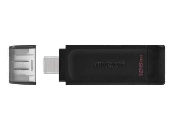 Kingston | USB Flash Drive | DataTraveler 70 | 128 GB | USB 3.2 Gen 1 Type-C | Black - Image 2