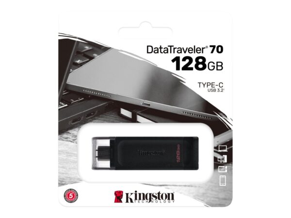 Kingston | USB Flash Drive | DataTraveler 70 | 128 GB | USB 3.2 Gen 1 Type-C | Black - Image 4
