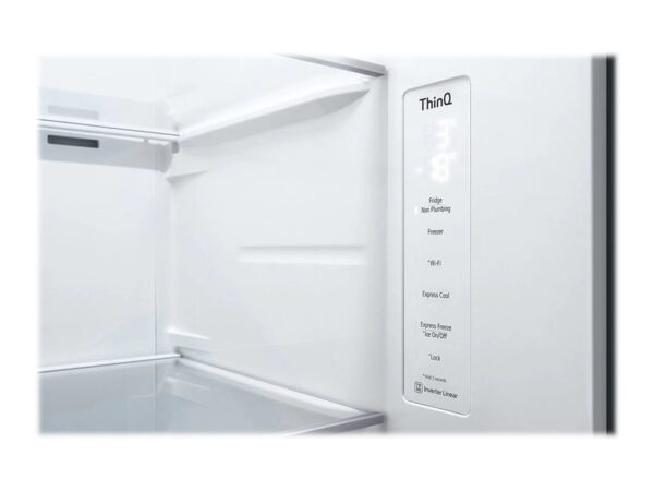 LG | Refrigerator | GSLV71MCLE | Energy efficiency class E | Free standing | Side by side | Height 179 cm | No Frost system | Fridge net capacity 416 L | Freezer net capacity 219 L | 36 dB | Matte Black - Image 20