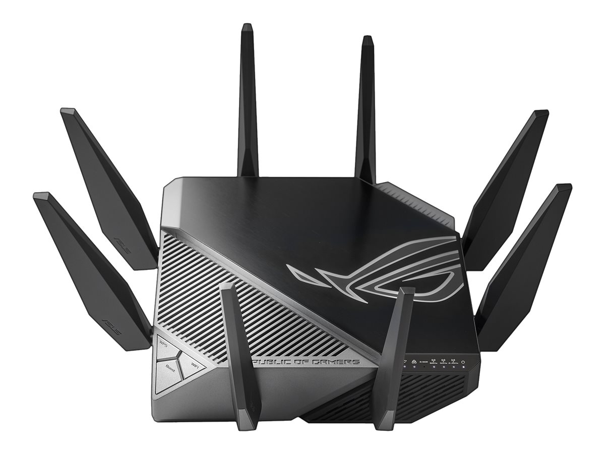 Wi-Fi 6 Tri-Band Gigabit Gaming Router | ROG GT-AXE11000 Rapture | 802.11ax | 1148+4804+4804 Mbit/s | 10/100/1000/2500 Mbit/s | Ethernet LAN (RJ-45) ports 5 | Mesh Support Yes | MU-MiMO Yes | No mobile broadband | Antenna type External | 2xUSB 3.2 - Image 4