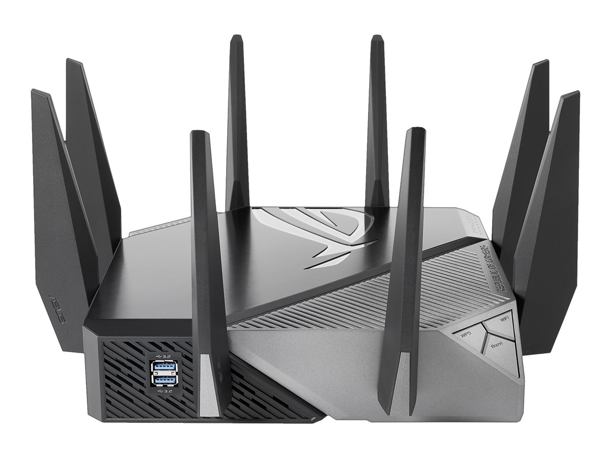 Wi-Fi 6 Tri-Band Gigabit Gaming Router | ROG GT-AXE11000 Rapture | 802.11ax | 1148+4804+4804 Mbit/s | 10/100/1000/2500 Mbit/s | Ethernet LAN (RJ-45) ports 5 | Mesh Support Yes | MU-MiMO Yes | No mobile broadband | Antenna type External | 2xUSB 3.2 - Image 13