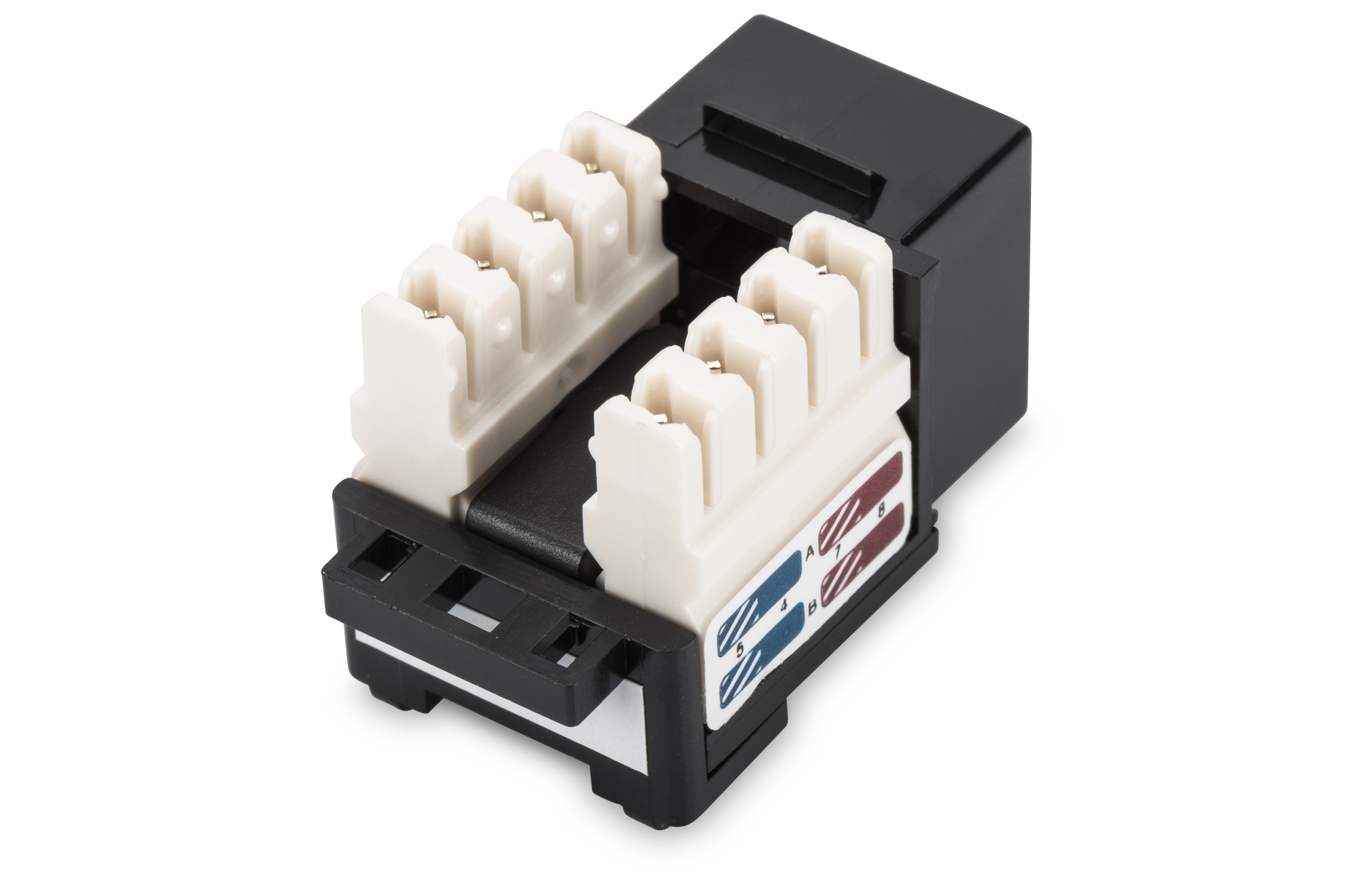 Class E CAT 6 Keystone Jack | DN-93601 | Unshielded RJ45 to LSA | Cable installation via LSA strips, color coded according to EIA/TIA 568 A & B; The Cat 6 keystone module supports transmission speeds of up to 1 GBit/s & 250 MHz in connection with cat 6 or higher network installation cables | Black - Image 3