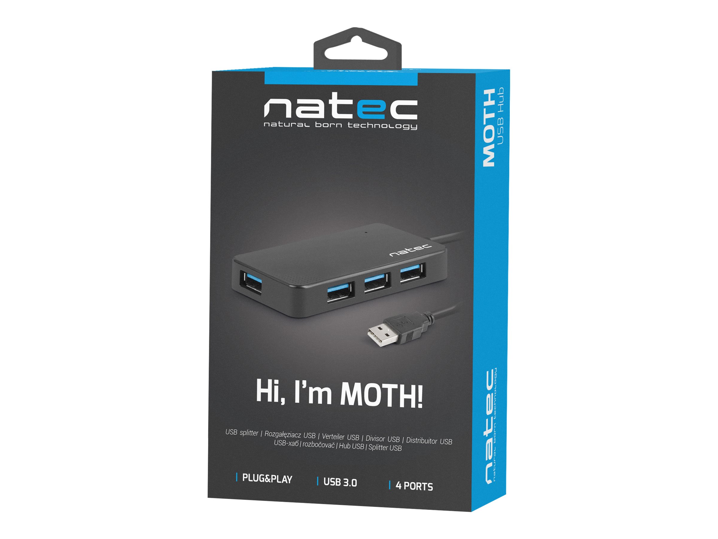 Natec | 4 Port Hub With USB 3.0 | Moth NHU-1342 | Black | 0.15 m - Image 5