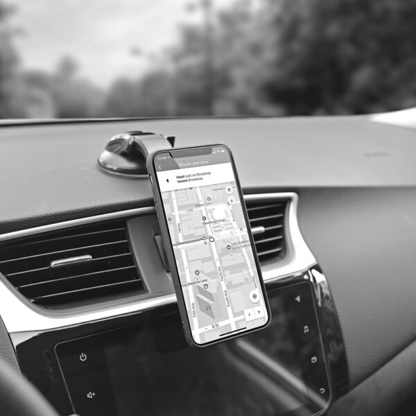 ColorWay | Magnetic Car Holder For Smartphone | Dashboard-2 | Adjustable | Magnetic | Gray | Panel or windshield mounting using a suction cup with a gel adhesive base. Fixing the smartphone with a plate that is glued to the case or to the back panel. Compact design, does not take up much space and does not obstruct the view. Wide compatibility with mobile devices. Full access to device buttons and connectors. Secure smartphone grip thanks to powerful neodymium magnets. | 360 ° - Image 6