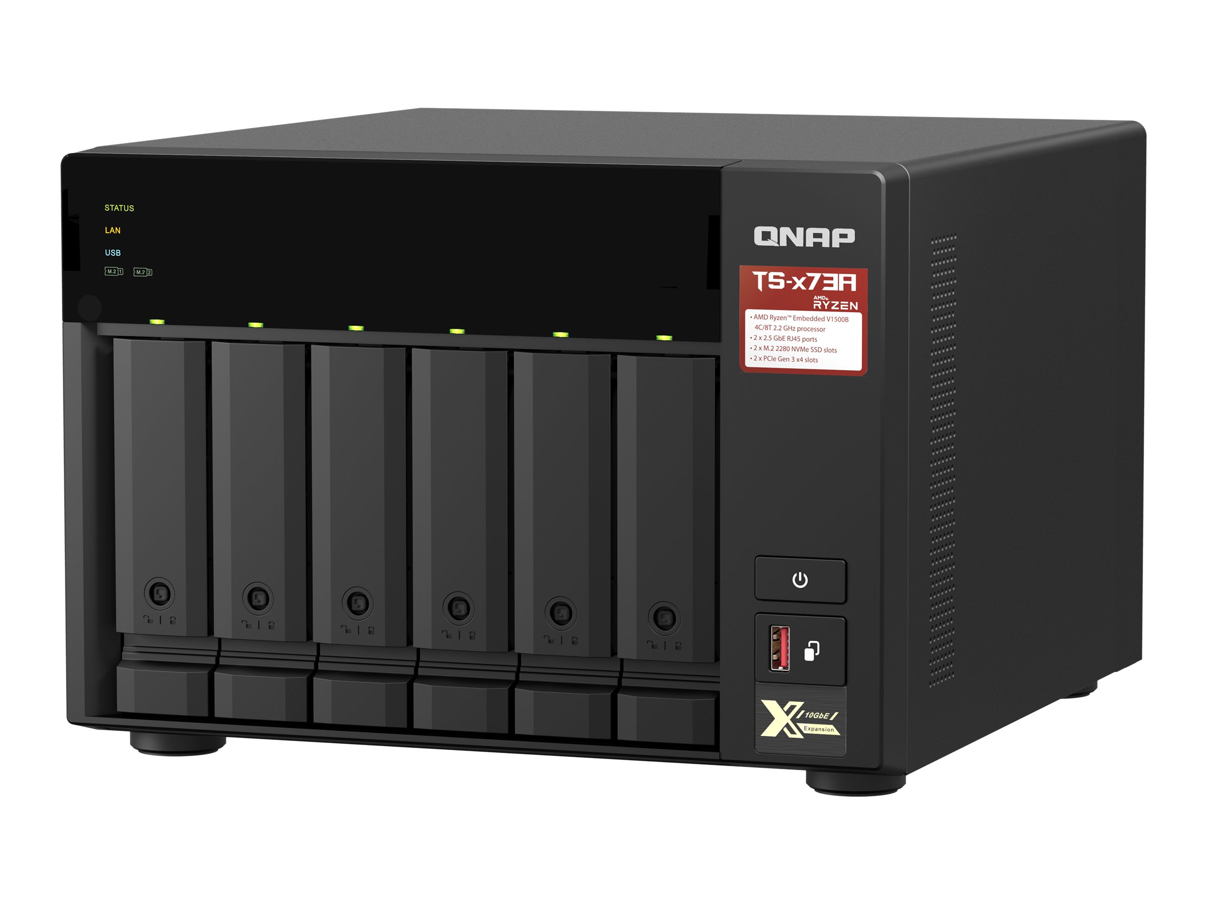 QNAP | 6-Bay QTS and QuTS hero NAS | TS-673A-8G | Up to 6 HDD/SSD Hot-Swap | AMD Ryzen | Ryzen V1500B Quad-Core | Processor frequency 2.2 GHz | 8 GB | DDR4 - Image 2