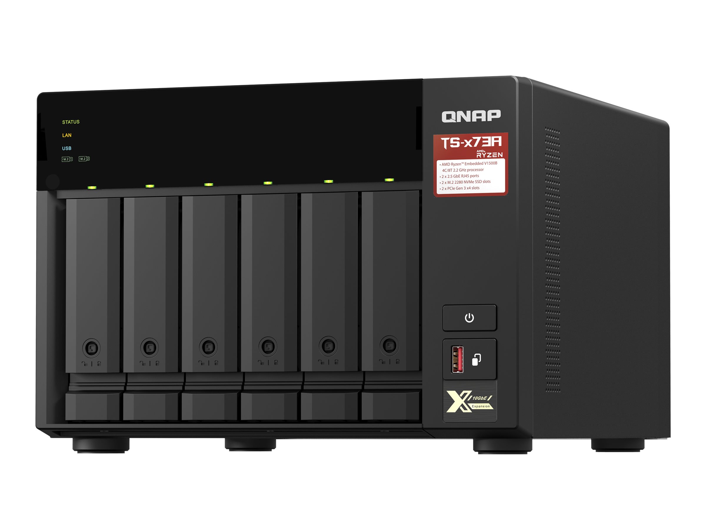 QNAP | 6-Bay QTS and QuTS hero NAS | TS-673A-8G | Up to 6 HDD/SSD Hot-Swap | AMD Ryzen | Ryzen V1500B Quad-Core | Processor frequency 2.2 GHz | 8 GB | DDR4 - Image 4