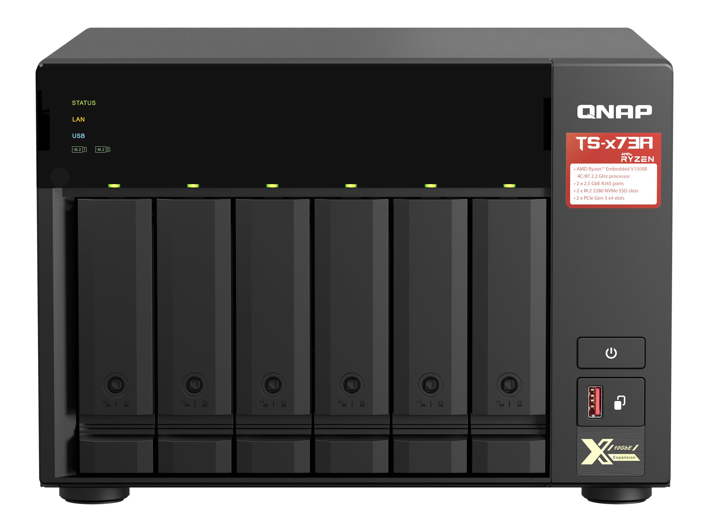 QNAP | 6-Bay QTS and QuTS hero NAS | TS-673A-8G | Up to 6 HDD/SSD Hot-Swap | AMD Ryzen | Ryzen V1500B Quad-Core | Processor frequency 2.2 GHz | 8 GB | DDR4 - Image 6