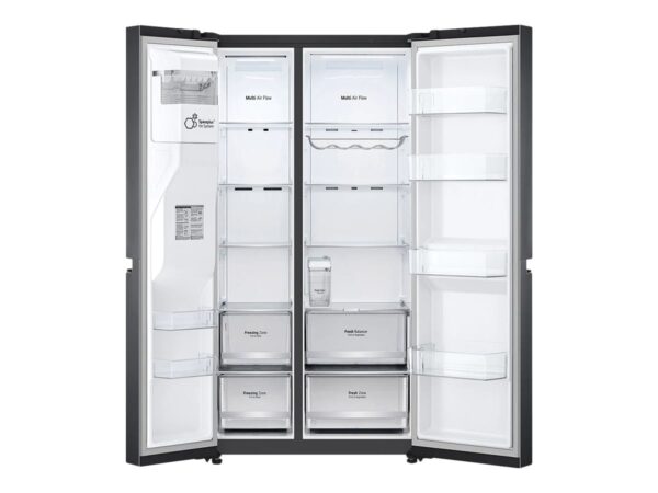 LG | Refrigerator | GSLV71MCLE | Energy efficiency class E | Free standing | Side by side | Height 179 cm | No Frost system | Fridge net capacity 416 L | Freezer net capacity 219 L | 36 dB | Matte Black - Image 8