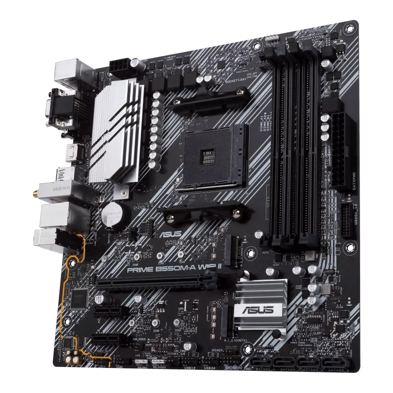 Asus | PRIME B550M-A WIFI II | Processor family AMD | Processor socket AM4 | DDR4 DIMM | Memory slots 4 | Supported hard disk drive interfaces SATA, M.2 | Number of SATA connectors 4 | Chipset AMD B550 | microATX - Image 7