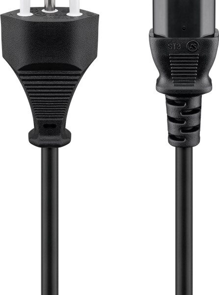 Goobay | Power supply cord, Switzerland | 93617 | Black Swiss male (type J, SEV 1011) | Device socket C13 (IEC connection)