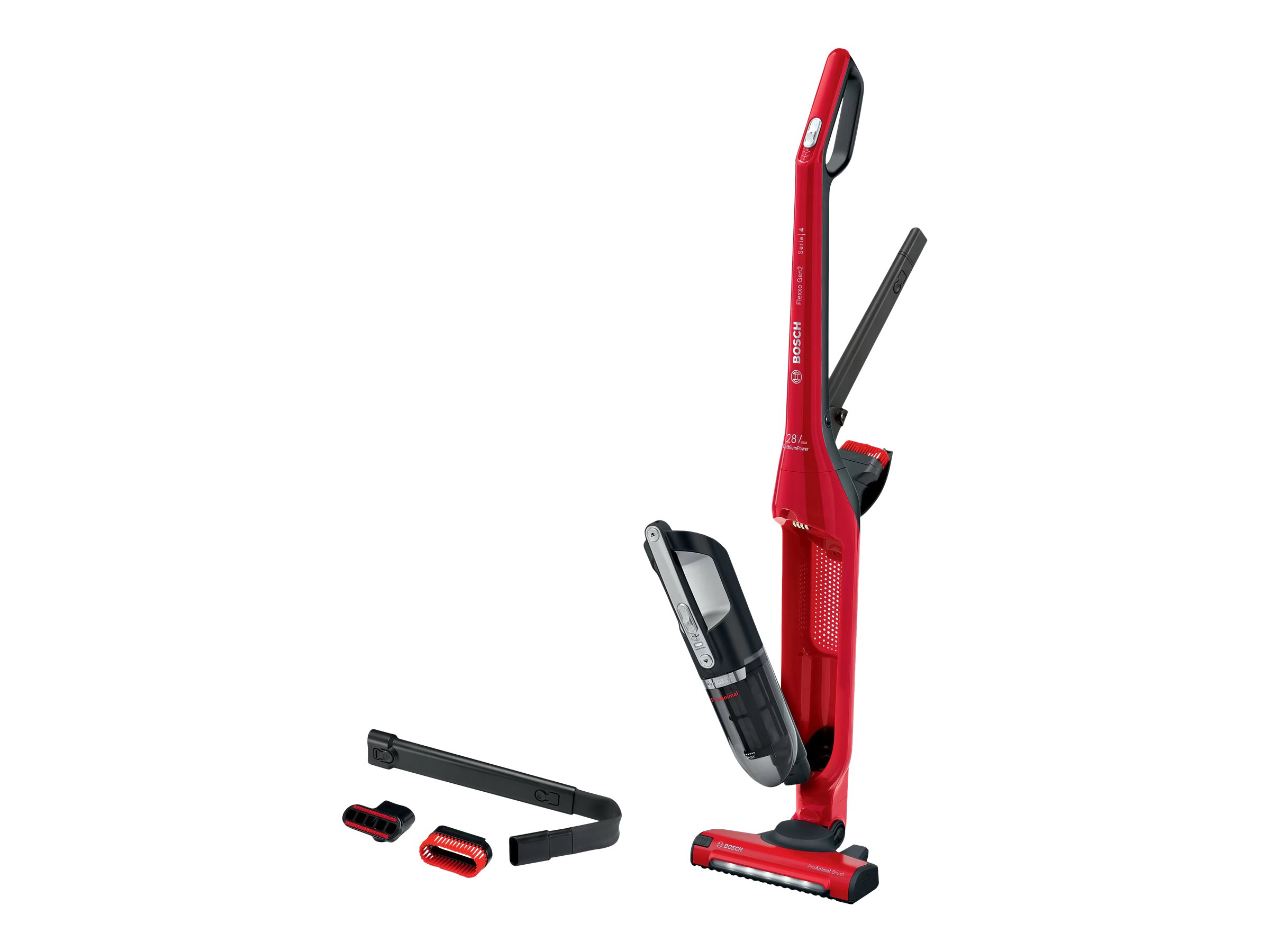 Bosch | Vacuum cleaner | Flexxo Gen2 28Vmax ProAnimal BBH3ZOO28 | Cordless operating | Handstick | N/A W | 25.2 V | Operating time (max) 55 min | Red | Warranty 24 month(s) - Image 2