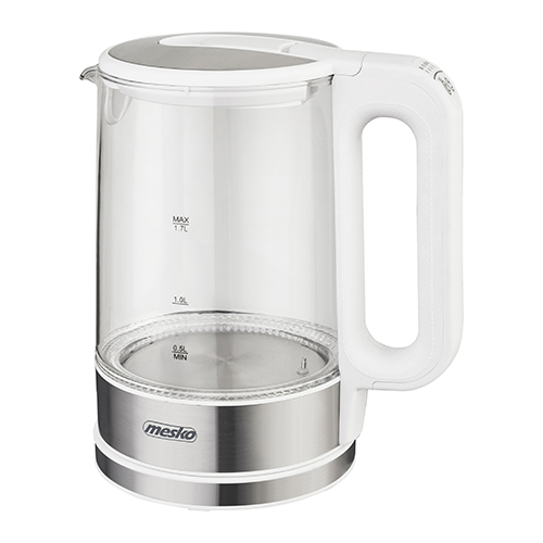 Mesko | Kettle | MS 1301w | Electric | 1850 W | 1.7 L | Glass/Stainless steel | 360° rotational base | White - Image 3