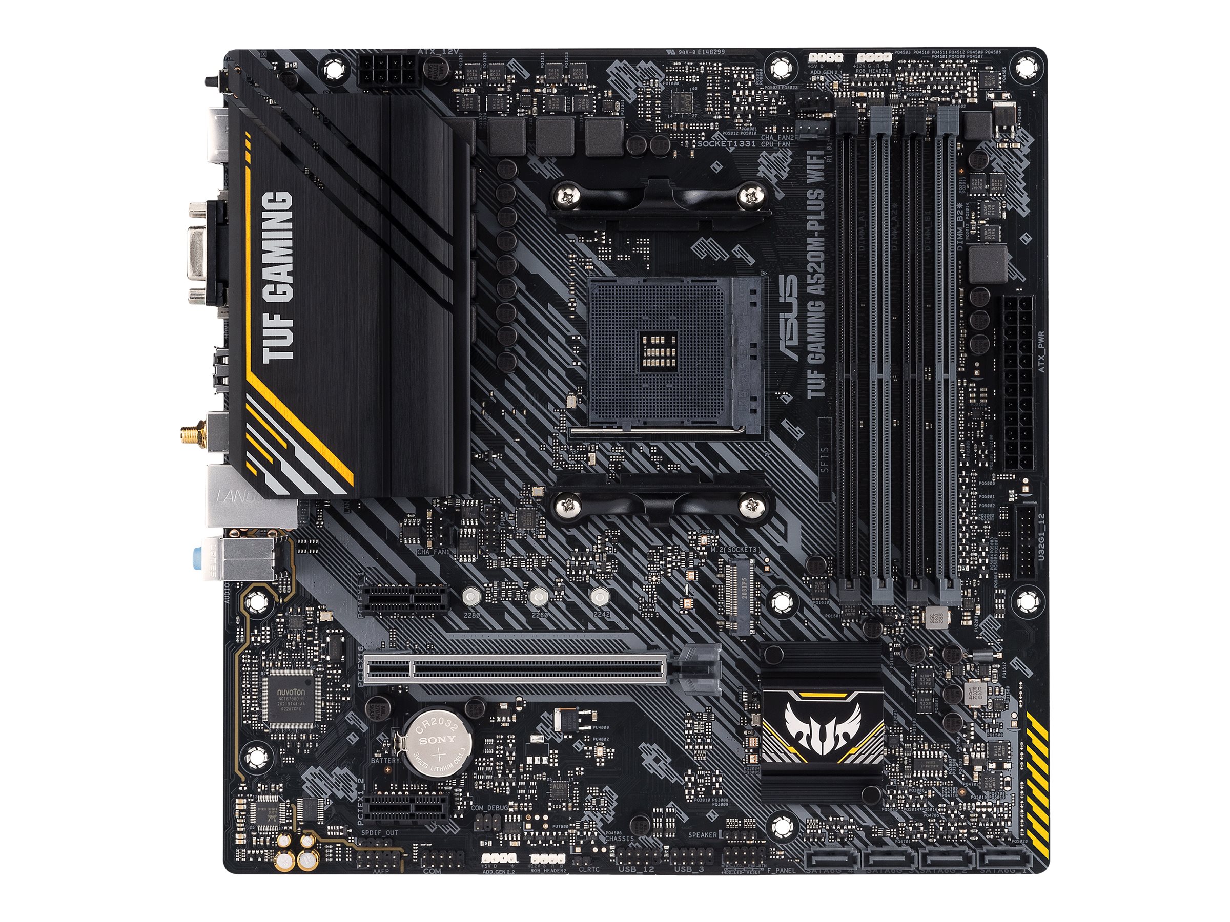 Asus | TUF GAMING A520M-PLUS | Processor family AMD | Processor socket AM4 | DDR4 | Memory slots 4 | Supported hard disk drive interfaces SATA, M.2 | Number of SATA connectors 4 | Chipset AMD A520 | Micro ATX - Image 2