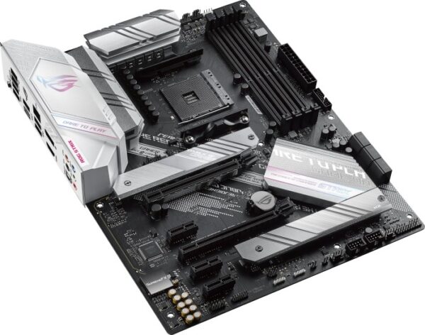 Asus | ROG STRIX B550-A GAMING | Processor family AMD | Processor socket AM4 | DDR4 DIMM | Memory slots 4 | Supported hard disk drive interfaces 	SATA, M.2 | Number of SATA connectors 6 | Chipset AMD B550 | ATX - Image 11