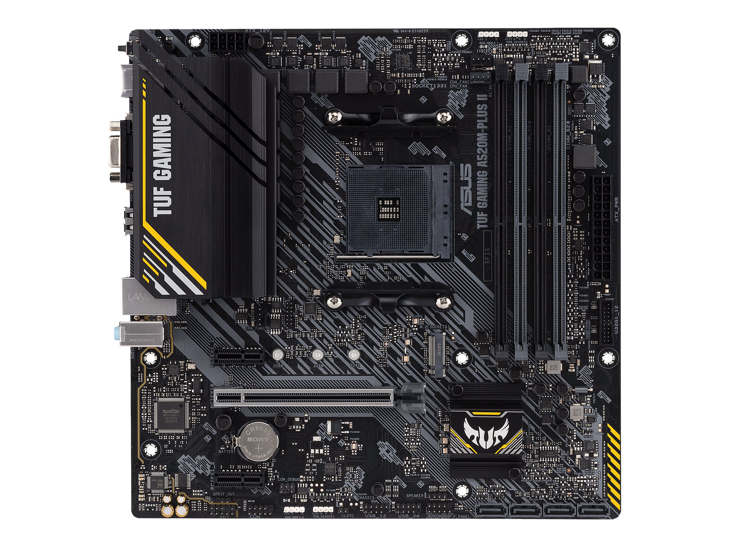 Asus | TUF GAMING A520M-PLUS II | Processor family AMD | Processor socket AM4 | DDR4 DIMM | Memory slots 4 | Supported hard disk drive interfaces SATA, M.2 | Number of SATA connectors 4 | Chipset AMD A520 | Micro ATX - Image 2