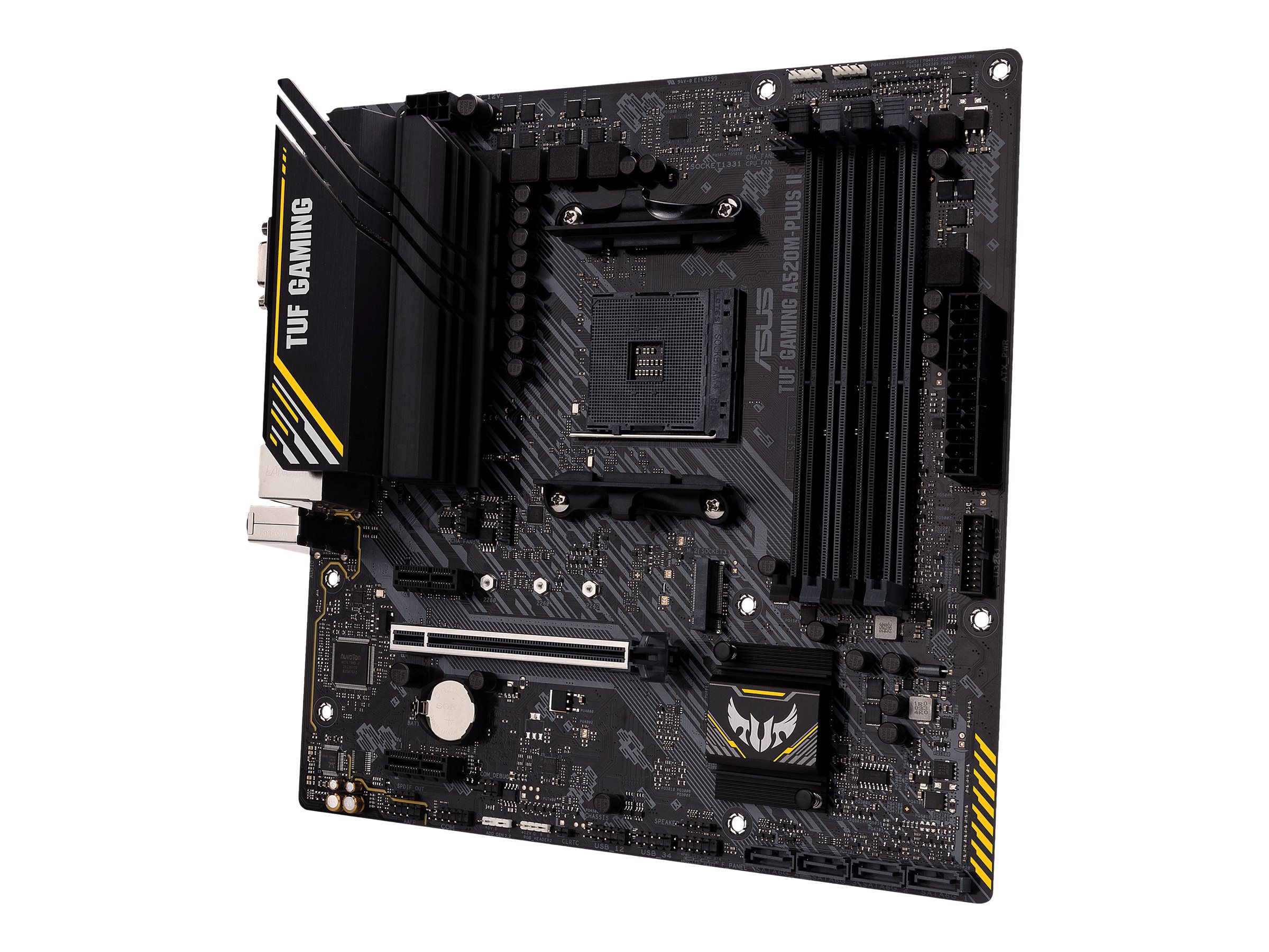 Asus | TUF GAMING A520M-PLUS II | Processor family AMD | Processor socket AM4 | DDR4 DIMM | Memory slots 4 | Supported hard disk drive interfaces SATA, M.2 | Number of SATA connectors 4 | Chipset AMD A520 | Micro ATX - Image 4