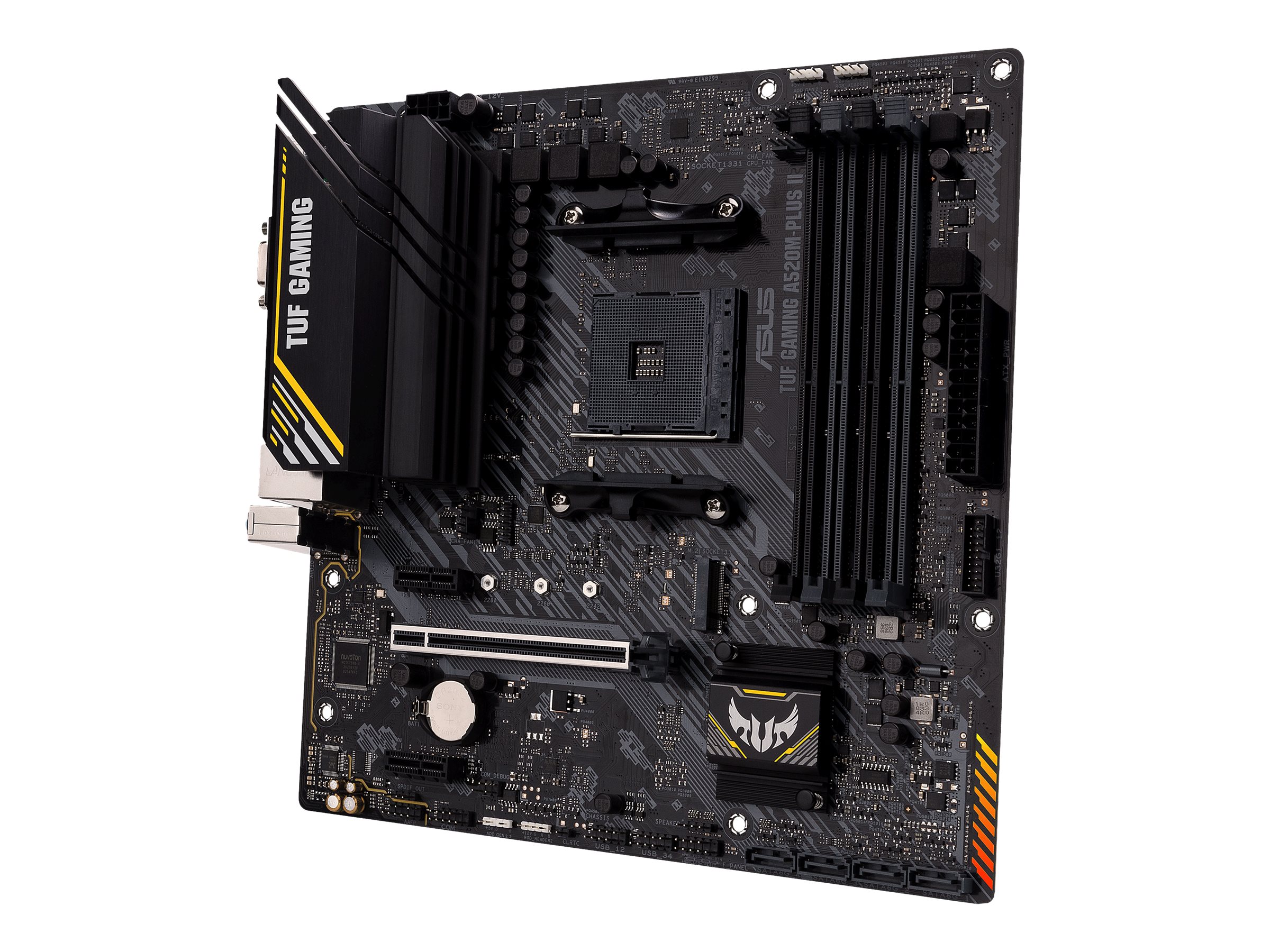 Asus | TUF GAMING A520M-PLUS II | Processor family AMD | Processor socket AM4 | DDR4 DIMM | Memory slots 4 | Supported hard disk drive interfaces SATA, M.2 | Number of SATA connectors 4 | Chipset AMD A520 | Micro ATX - Image 6