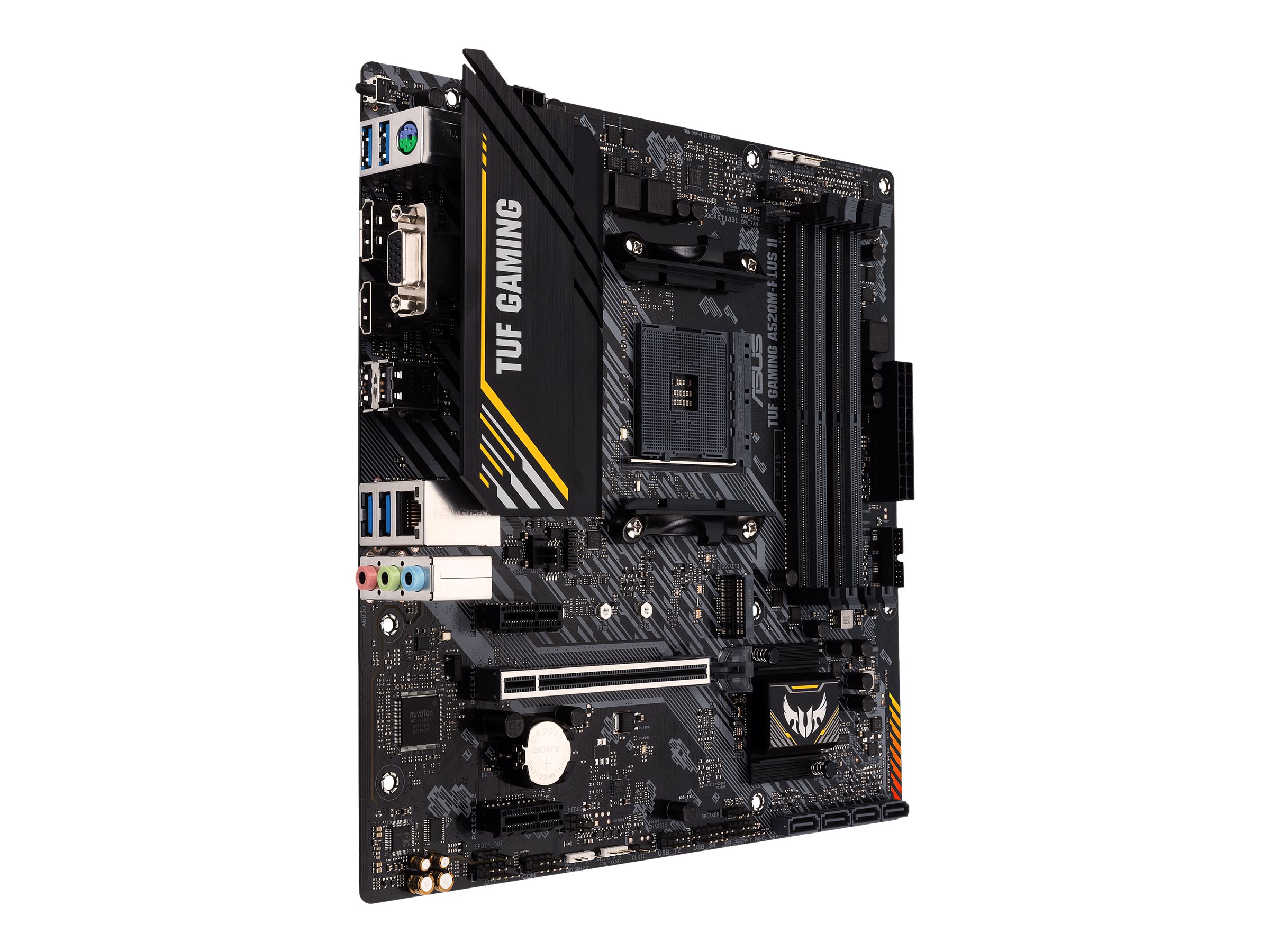 Asus | TUF GAMING A520M-PLUS II | Processor family AMD | Processor socket AM4 | DDR4 DIMM | Memory slots 4 | Supported hard disk drive interfaces SATA, M.2 | Number of SATA connectors 4 | Chipset AMD A520 | Micro ATX - Image 8