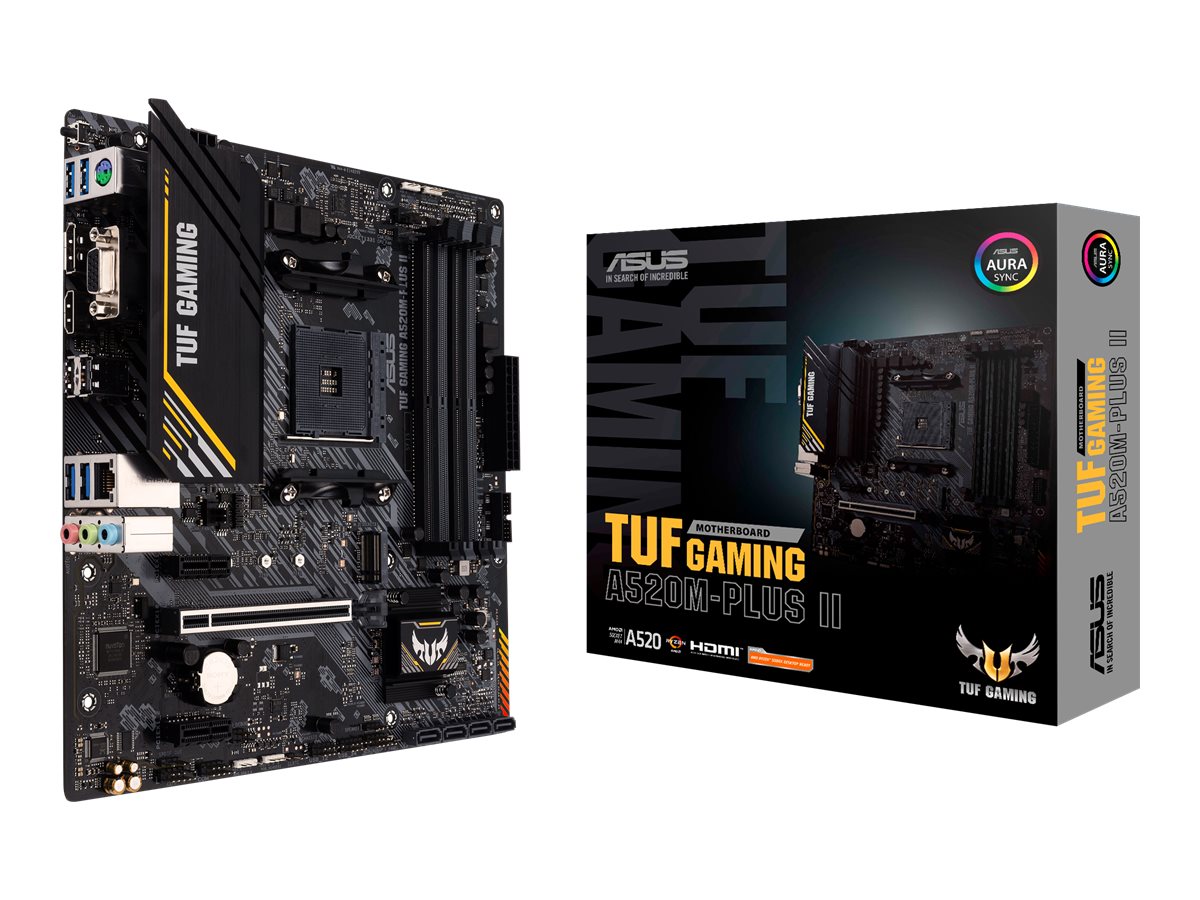 Asus | TUF GAMING A520M-PLUS II | Processor family AMD | Processor socket AM4 | DDR4 DIMM | Memory slots 4 | Supported hard disk drive interfaces SATA, M.2 | Number of SATA connectors 4 | Chipset AMD A520 | Micro ATX - Image 12