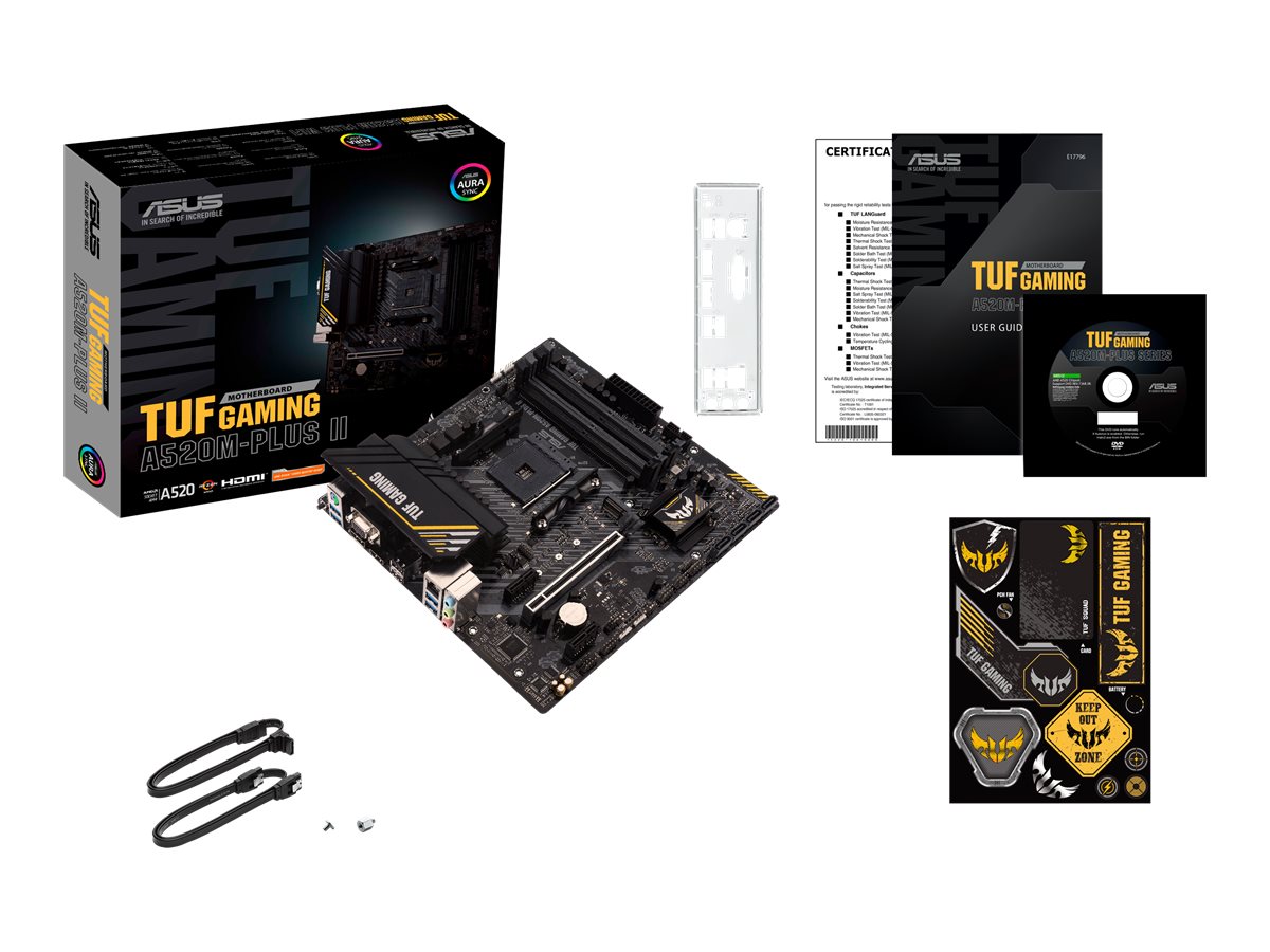 Asus | TUF GAMING A520M-PLUS II | Processor family AMD | Processor socket AM4 | DDR4 DIMM | Memory slots 4 | Supported hard disk drive interfaces SATA, M.2 | Number of SATA connectors 4 | Chipset AMD A520 | Micro ATX - Image 13