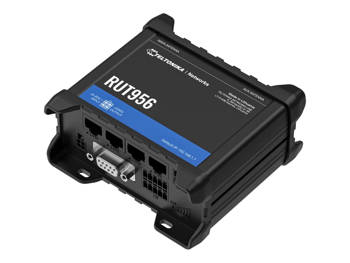 Industrial Router | RUT956 | 802.11n | 10/100 Mbit/s | Ethernet LAN (RJ-45) ports 4 | Mesh Support No | MU-MiMO No | 2G/3G/4G | Antenna type 2 x SMA for LTE, 2 x RP-SMA for WiFi, 1 x SMA for GNSS | 1x USB 2.0 - Image 3
