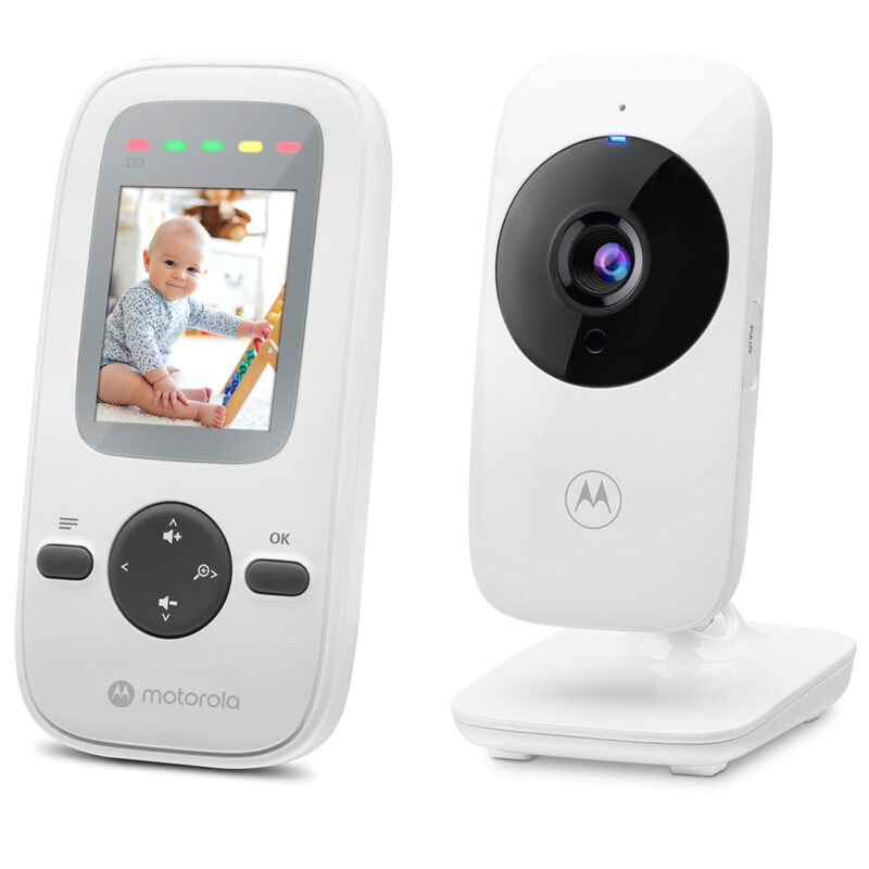 Motorola | Video Baby Monitor | VM481 2.0" | 2.0" diagonal color screen; LED sound level indicator; Infrared night vision; 2.4GHz FHSS wireless technology for in-home viewing; Digital zoom; High sensitivity microphone; Rechargeable parent unit; Secure and private connection | White