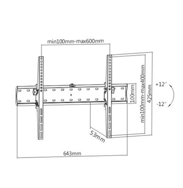 Gembird | Wall mount | Tilt | 37-70 " | Maximum weight (capacity) 40 kg | Black - Image 3