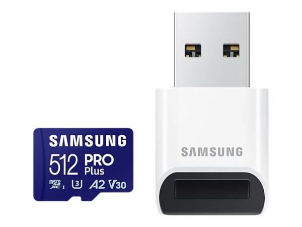 Samsung | PRO Plus microSD Card with USB Adapter | 512 GB | MicroSDXC | Flash memory class U3, V30, A2 - Image 2