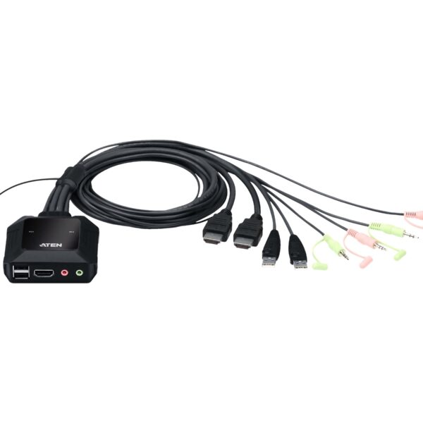 Aten | 2-Port USB 4K HDMI Cable KVM Switch with Remote Port Selector | CS22H-AT