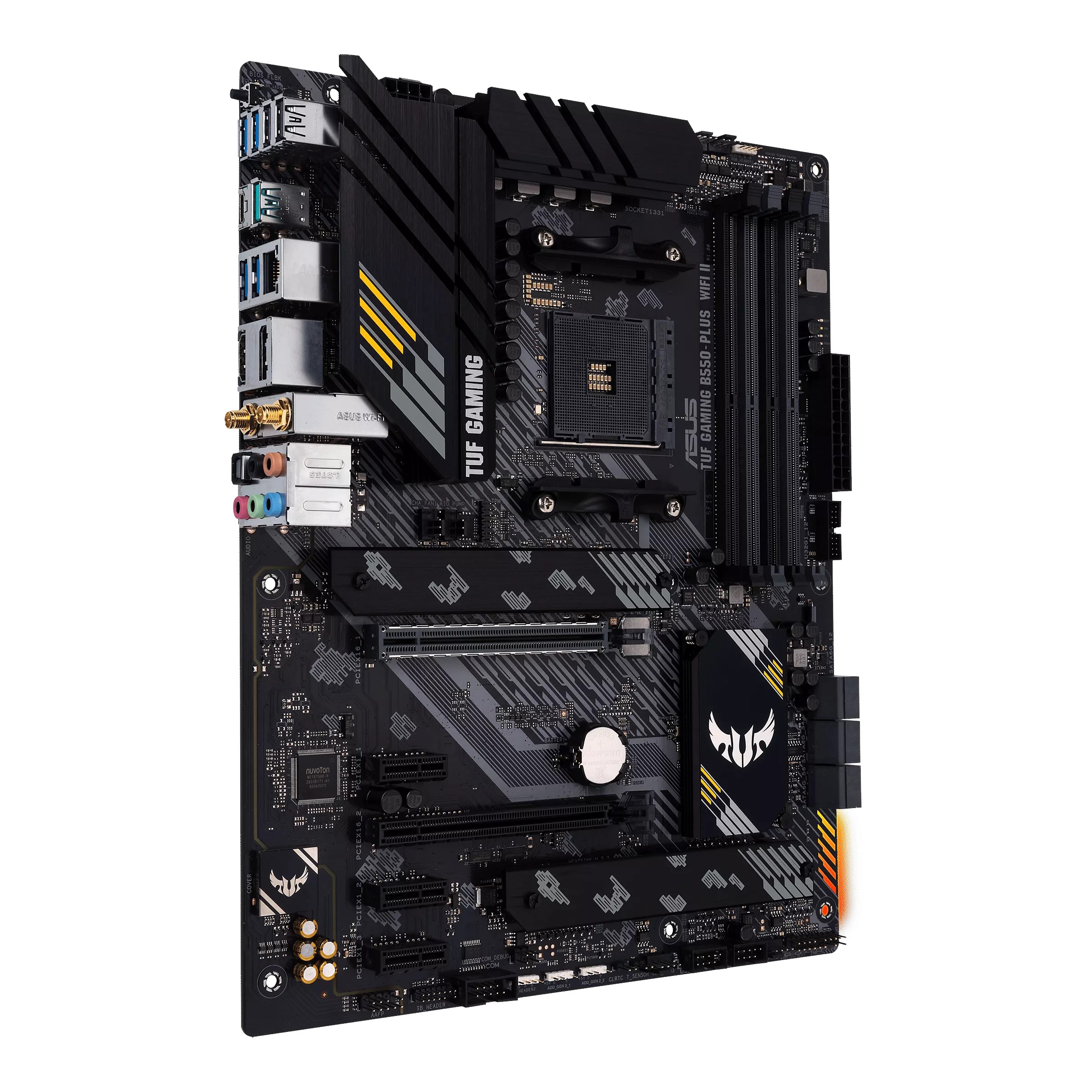 Asus | TUF GAMING B550-PLUS WIFI II | Processor family AMD | Processor socket AM4 | DDR4 DIMM | Memory slots 4 | Supported hard disk drive interfaces SATA, M.2 | Number of SATA connectors 6 | Chipset AMD B550 | 30.5cm x 24.4cm - Image 5