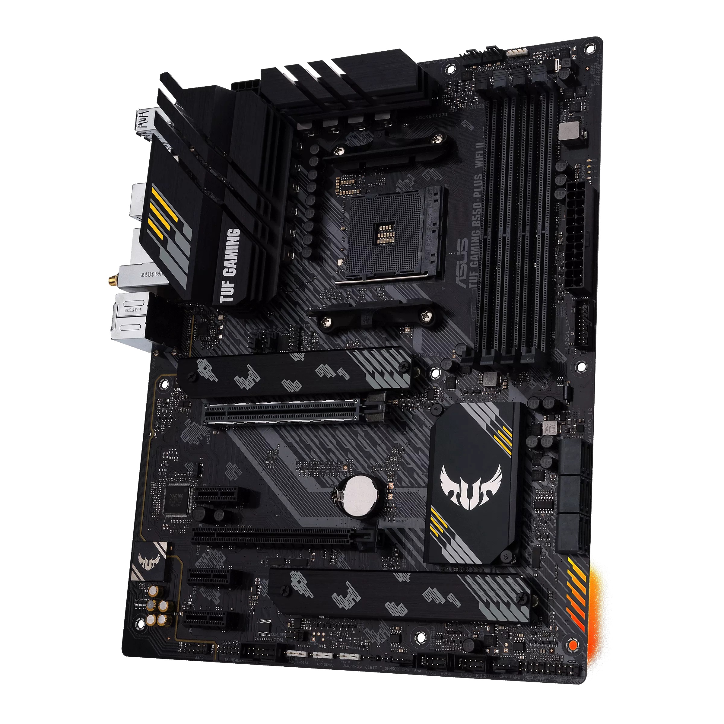 Asus | TUF GAMING B550-PLUS WIFI II | Processor family AMD | Processor socket AM4 | DDR4 DIMM | Memory slots 4 | Supported hard disk drive interfaces SATA, M.2 | Number of SATA connectors 6 | Chipset AMD B550 | 30.5cm x 24.4cm - Image 9