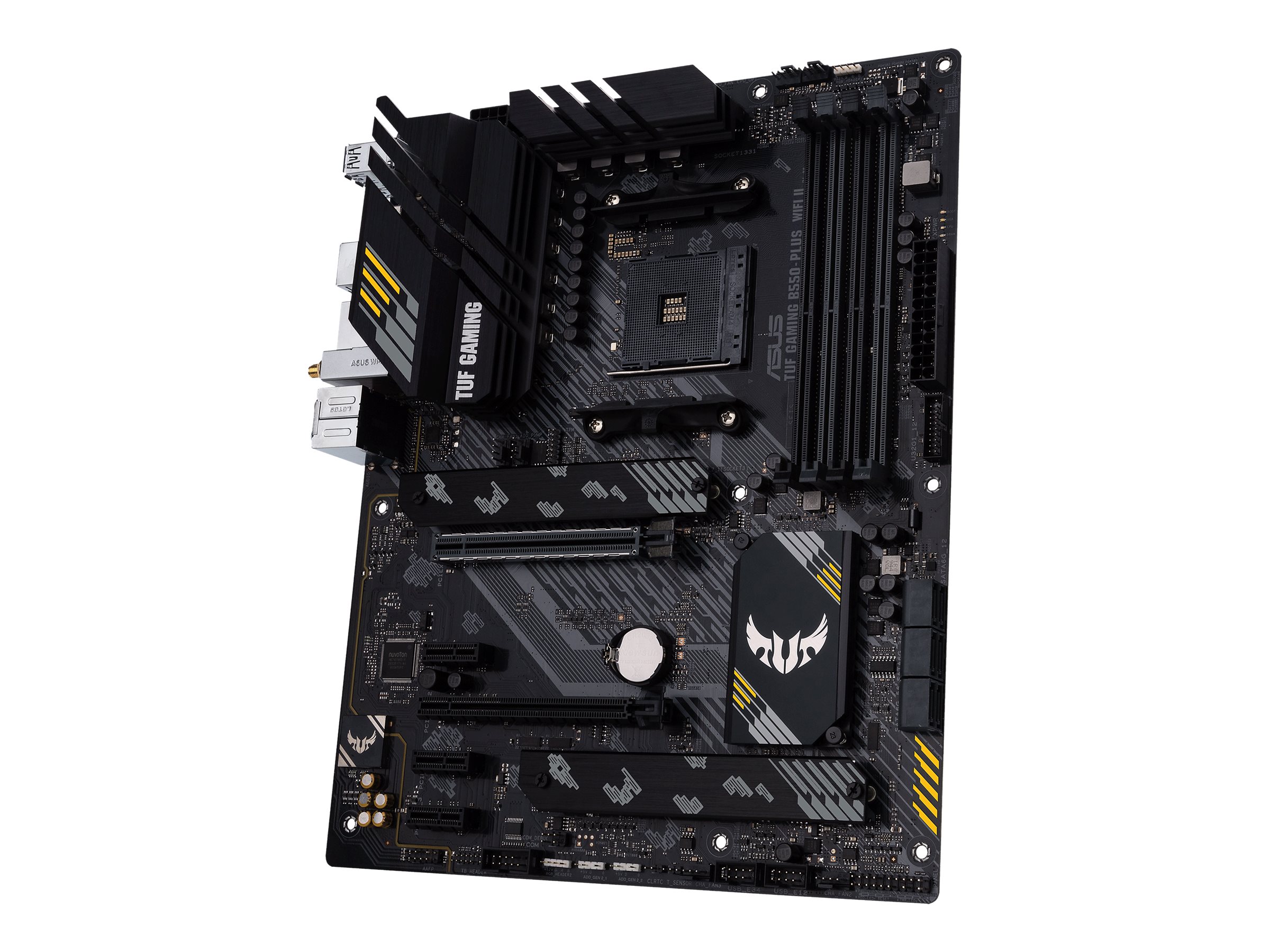 Asus | TUF GAMING B550-PLUS WIFI II | Processor family AMD | Processor socket AM4 | DDR4 DIMM | Memory slots 4 | Supported hard disk drive interfaces SATA, M.2 | Number of SATA connectors 6 | Chipset AMD B550 | 30.5cm x 24.4cm - Image 4
