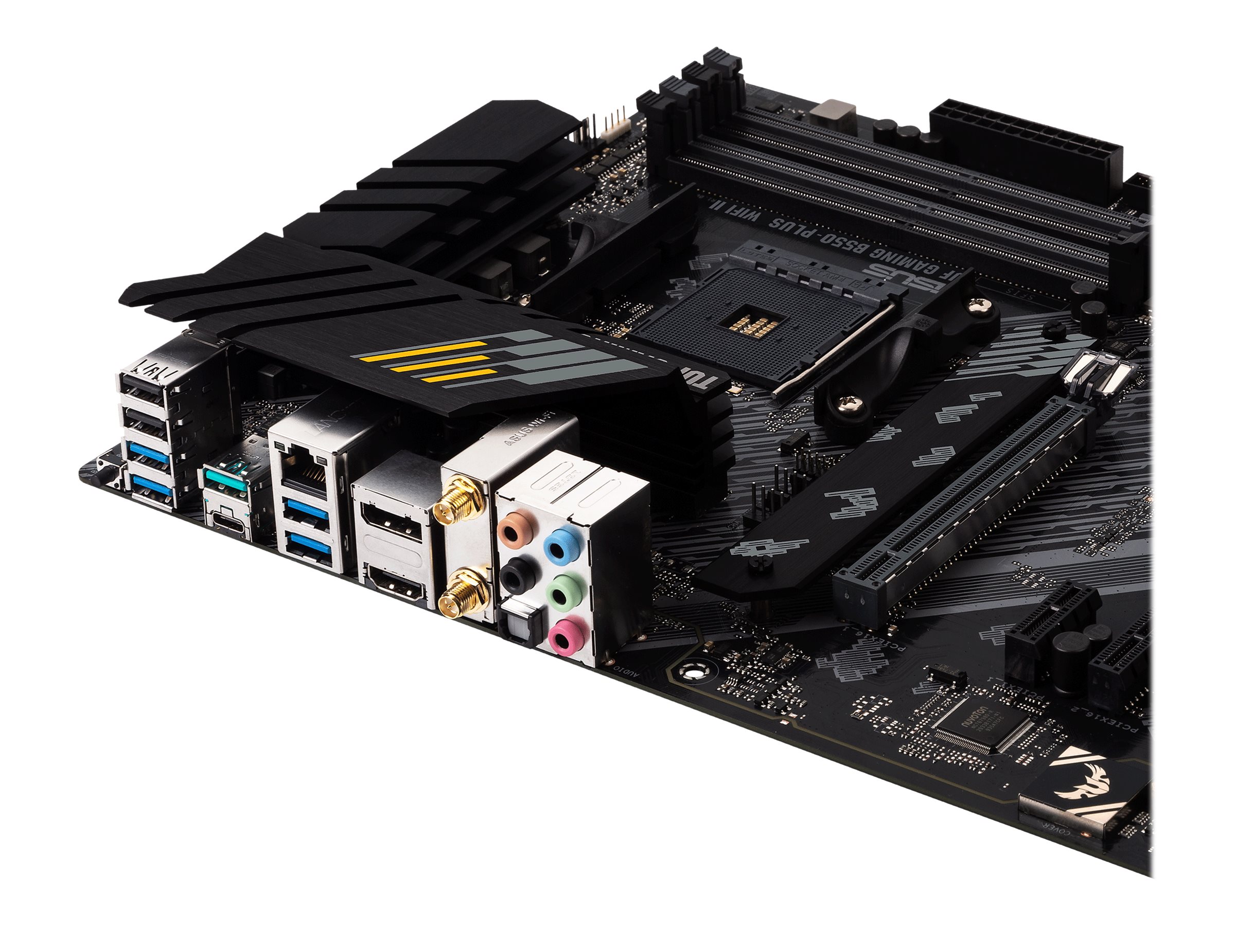 Asus | TUF GAMING B550-PLUS WIFI II | Processor family AMD | Processor socket AM4 | DDR4 DIMM | Memory slots 4 | Supported hard disk drive interfaces SATA, M.2 | Number of SATA connectors 6 | Chipset AMD B550 | 30.5cm x 24.4cm - Image 15