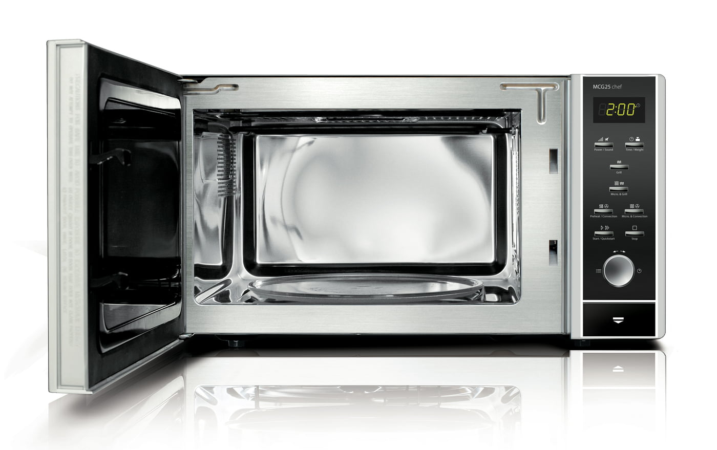Caso | Microwave Oven with Grill and Convection | MCG 25 Chef | Free standing | 25 L | 900 W | Convection | Grill | Stainless steel/Black - Image 3