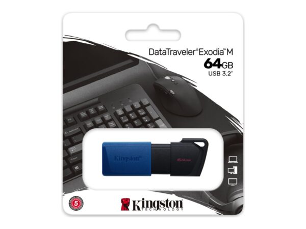 Kingston | USB 3.2 Flash Drive | DataTraveler Exodia M | 64 GB | USB 3.2 | Black/Blue - Image 5