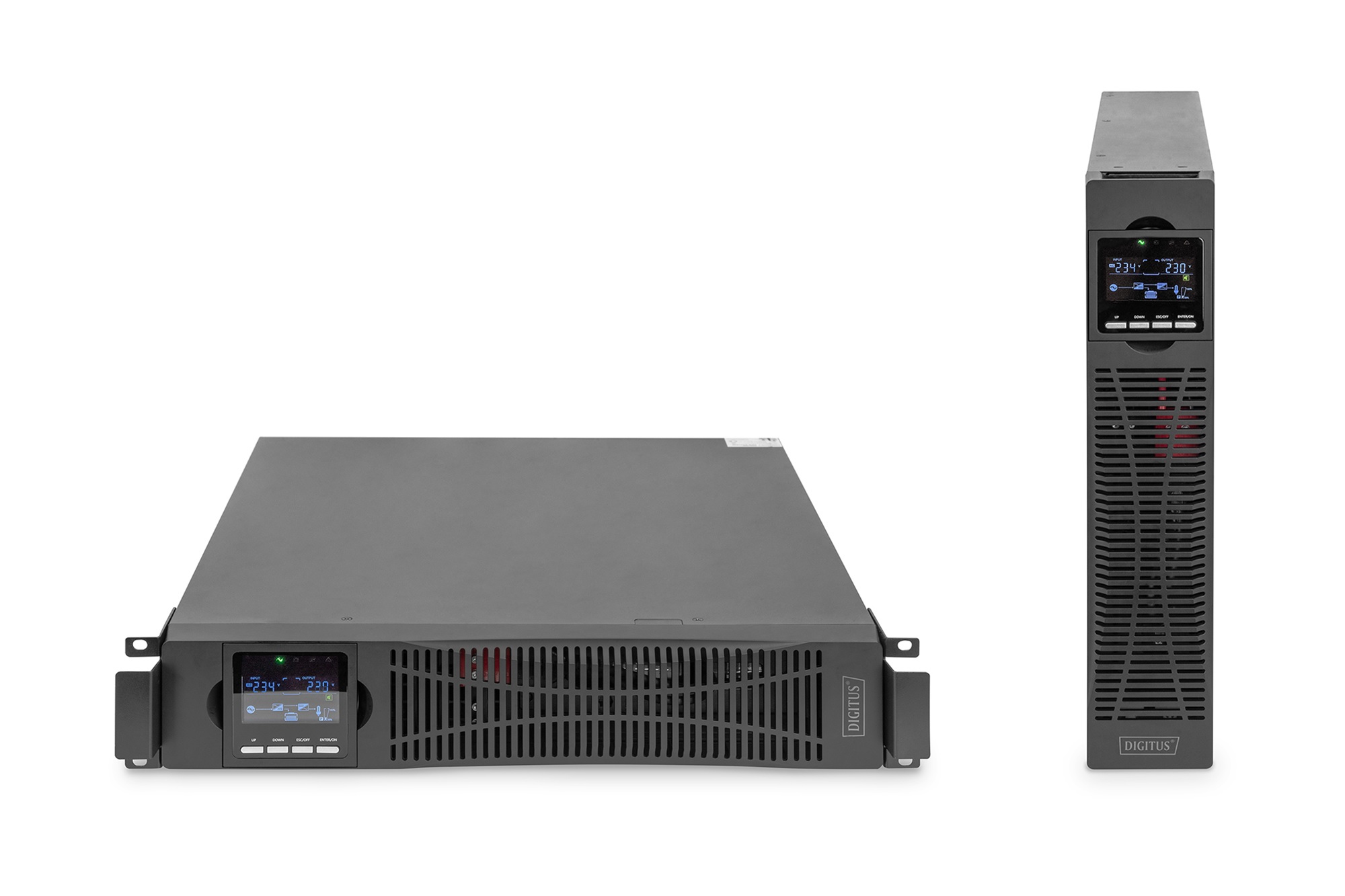 DIGITUS OnLine UPS, rack/tower, 1500VA, 1500W, LCD, 8 x C13, 1 x C19, RS-232, USB, RJ45, SNMP card (optional), relay card (optional) | Digitus | OnLine UPS | OnLine UPS Modul, 1500VA/1500W | 1500 VA | 1500 W - Image 3