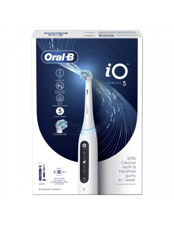 Oral-B | Electric Toothbrush | iO5 | Rechargeable | For adults | Number of brush heads included 1 | Number of teeth brushing modes 5 | Quite White - Image 2