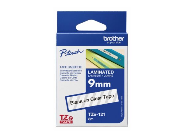 Brother | TZe-121 Laminated Tape | Black on Clear | TZe | 8 m | 9 cm - Image 3