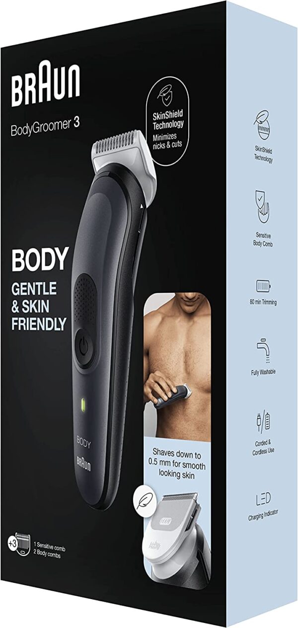 Braun | Body Groomer | BG3350 | Cordless and corded | Black/Grey - Image 3