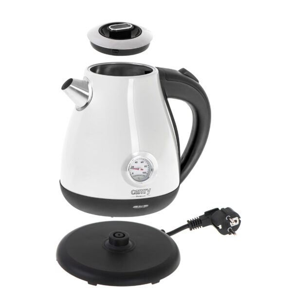 Camry | Kettle with a thermometer | CR 1344 | Electric | 2200 W | 1.7 L | Stainless steel | 360° rotational base | White - Image 6