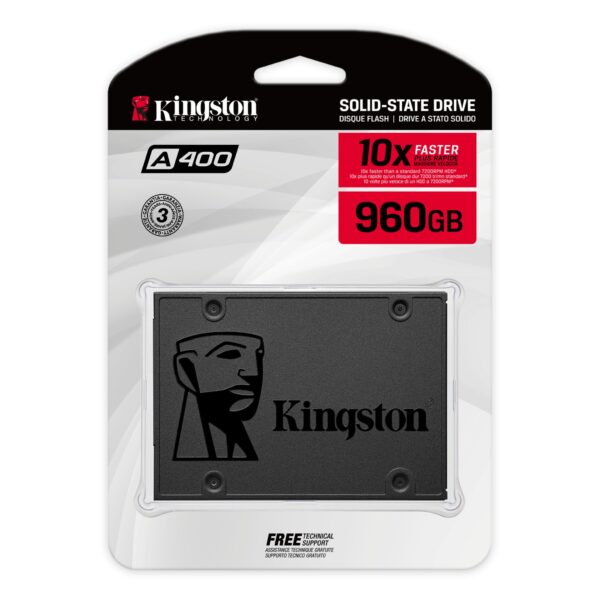 Kingston | SSD | A400 | 960 GB | SSD form factor 2.5" | Solid-state drive interface SATA Rev 3.0 | Read speed 500 MB/s | Write speed 450 MB/s - Image 3