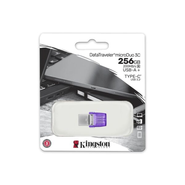 Kingston | DataTraveler | DT Micro Duo 3C | 256 GB | USB Type-C and Type-A | Purple - Image 5