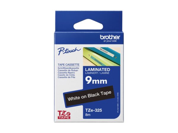 Brother | TZe-325 Laminated Tape | White on Black | TZe | 8 m | 9 cm - Image 2