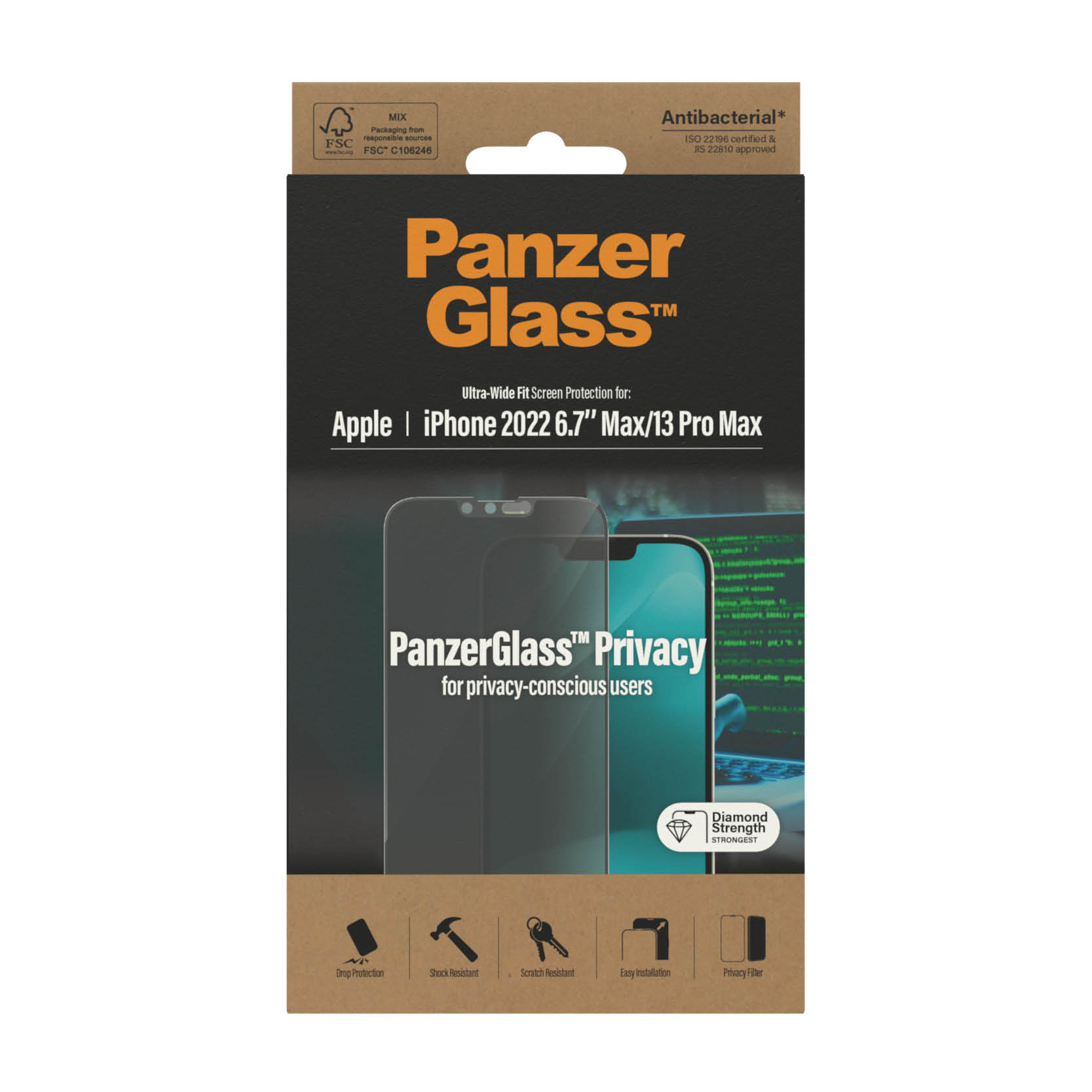 PanzerGlass | Screen protector | Apple | iPhone 14 Plus/13 Pro Max | Glass | Black | Ultra-Wide Fit | Privacy - Image 7