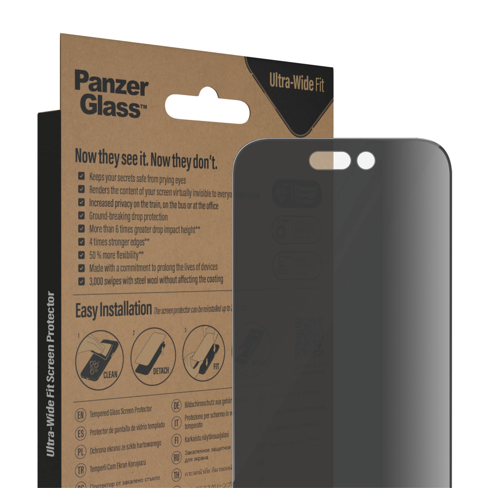 PanzerGlass | Screen protector | Apple | iPhone 14 Pro | Glass | Black | Ultra-Wide Fit | Privacy - Image 5