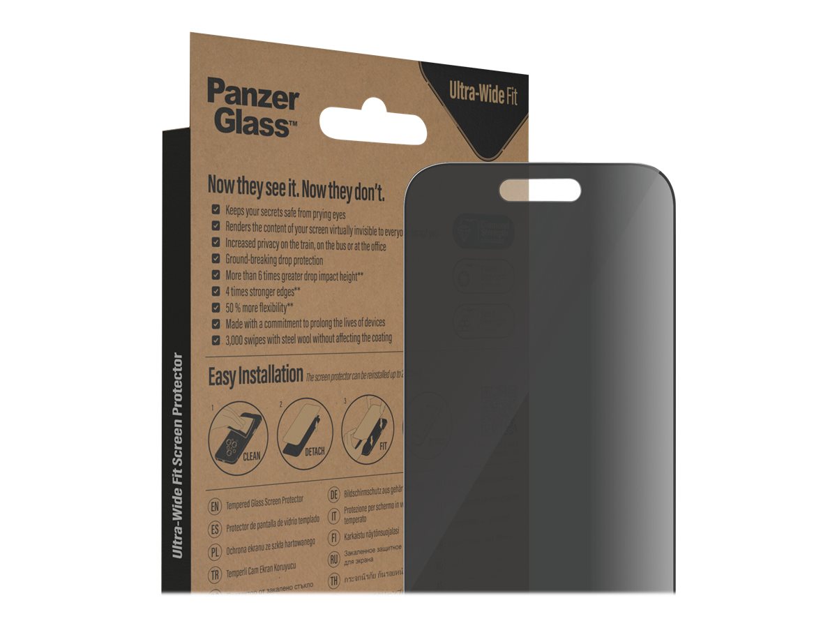 PanzerGlass | Screen protector | Apple | iPhone 14 Pro | Glass | Black | Ultra-Wide Fit | Privacy - Image 11