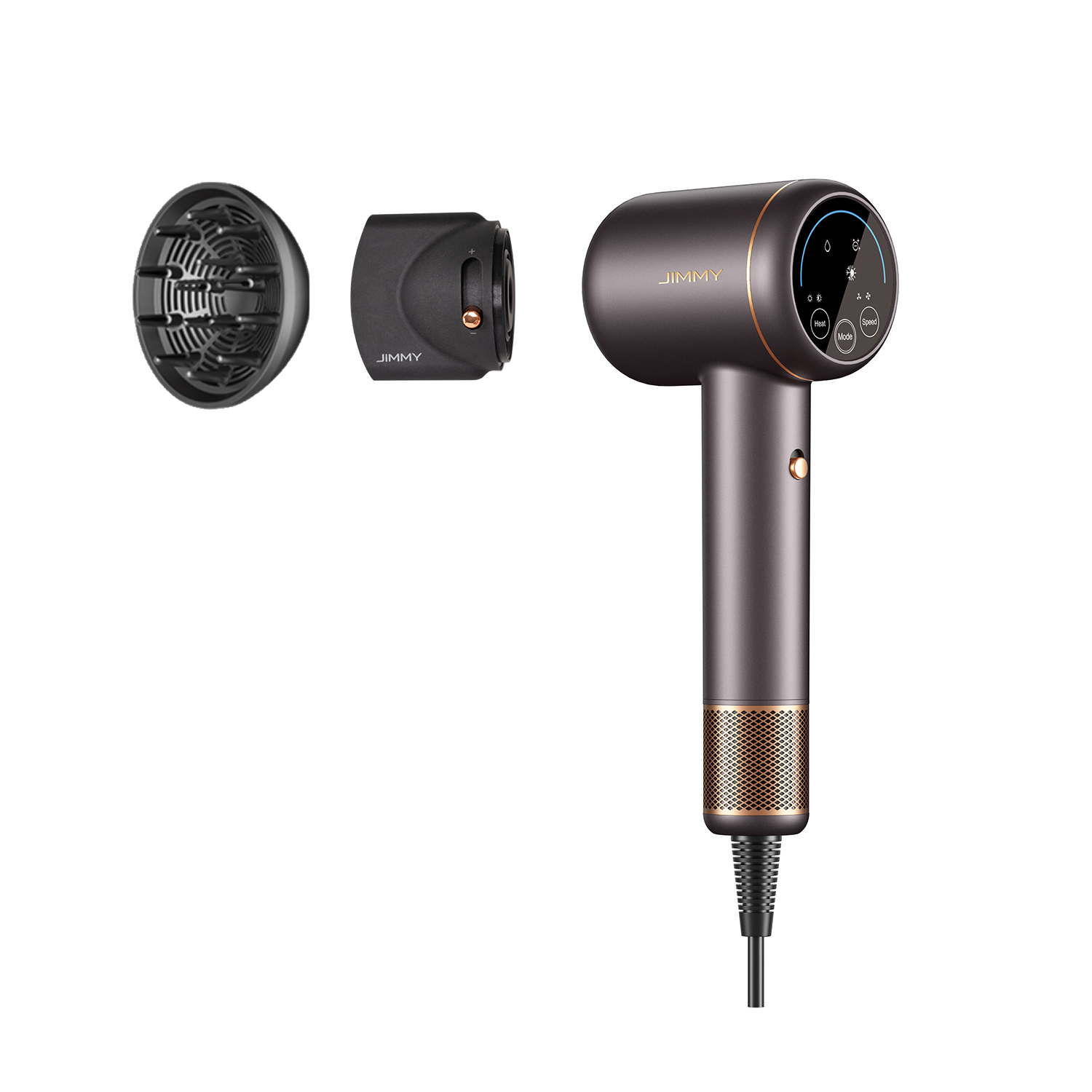 Jimmy | Hair Dryer | F8 | 1600 W | Number of temperature settings 3 | Ionic function | Diffuser nozzle | Grey - Image 2