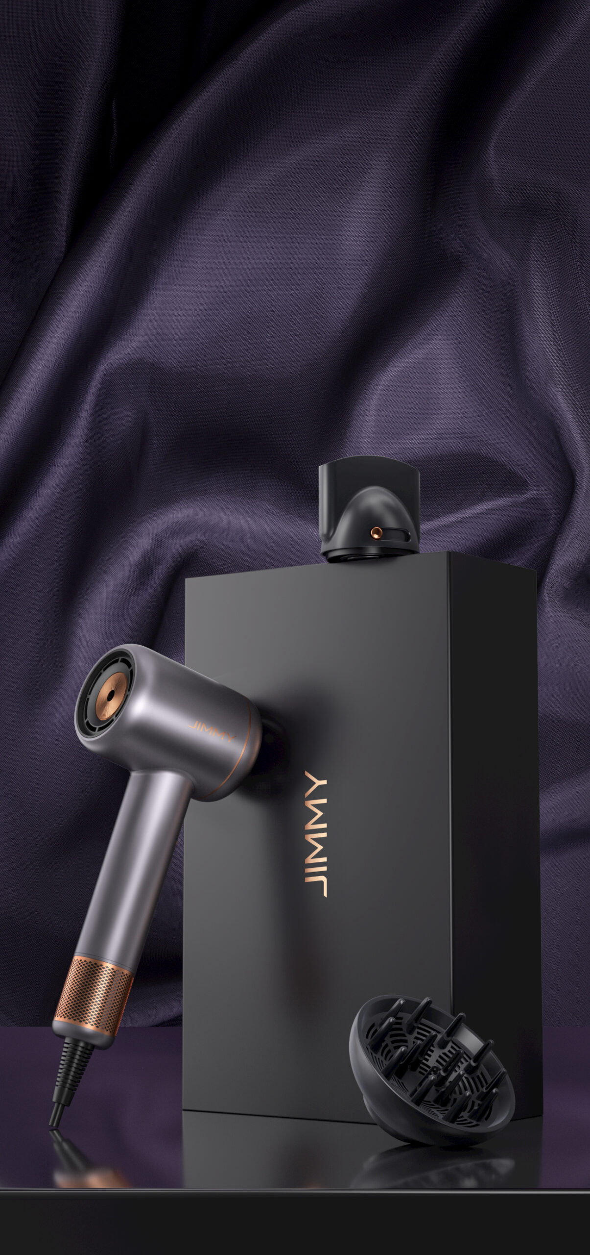 Jimmy | Hair Dryer | F8 | 1600 W | Number of temperature settings 3 | Ionic function | Diffuser nozzle | Grey - Image 6