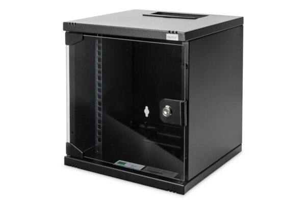 Digitus | Wall Mounting Cabinet | DN-10-06U-B | Black | IP protection class: IP20; Front door: Glass door, single opening; Cabinet type: Wall mounting cabinet; Depth: 300 mm; Load capacity: 30 kg - Image 3