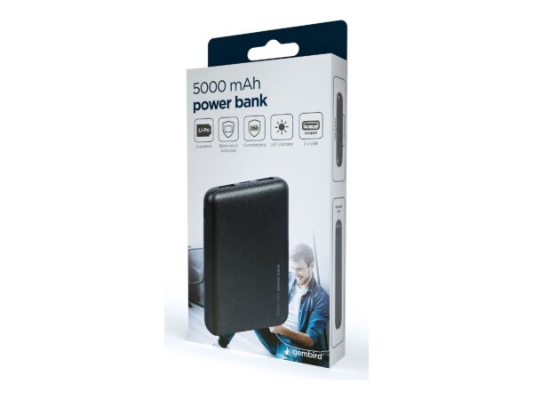 Gembird | Power Bank | PB05-02 | 5000 mAh | 2 x USB-AF | Black - Image 9